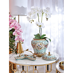 Блюдо из голубого фарфора с бронзовой ручкой в виде ветки Blue Garden варинант исполнения - 4 | Loft Concept в Орле