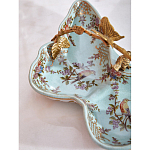 Блюдо из голубого фарфора с бронзовой ручкой в виде ветки Blue Garden варинант исполнения - 6 | Loft Concept в Орле