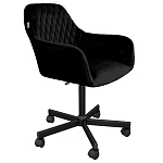 Стул с мягкой черной обивкой из велюра и подъемно-поворотным механизмом на колесиках Harper Black варинант исполнения - 1 | Loft Concept в Орле