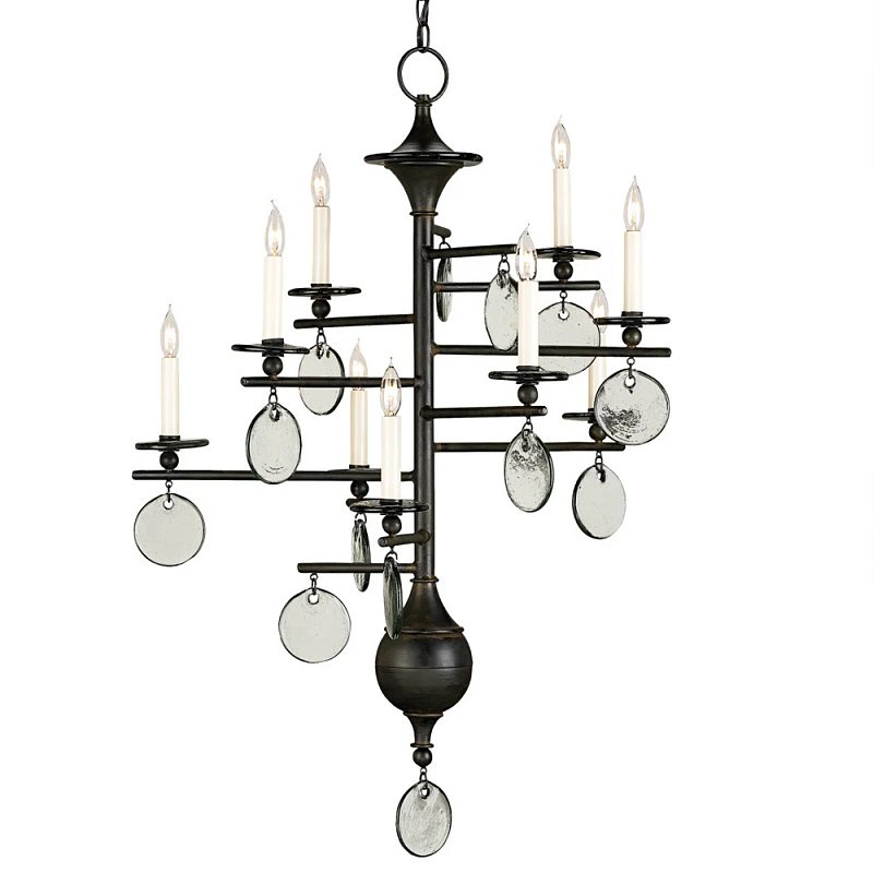 Люстра линейная с круглыми прозрачными подвесками Vertical Rectangular Chandelier Черный Прозрачный Люстра линейная с круглыми прозрачными подвесками Vertical Rectangular Chandelier Черный Прозрачный в Орле | Loft Concept