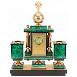 Настольный письменный набор из малахита и долерита с декором в виде герба России Leader Organizer варинант исполнения - 3 | Loft Concept в Орле