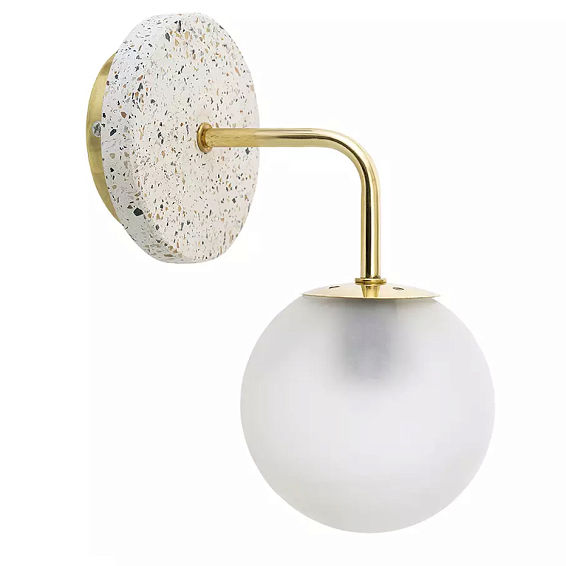 Бра с белым матовым плафоном в форме шара Round White Matte Lampshade Золотой Белое матовое стекло в Орле | Loft Concept 