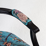 Полукресло из массива бука бирюзовое с изображением птиц и цветов Turquoise Chinoiserie Garden Chair варинант исполнения - 3 | Loft Concept в Орле