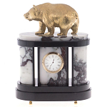 Часы настольные бронзовые с декором в виде медведя Bear Stone Clock варинант исполнения - 1 | Loft Concept в Орле