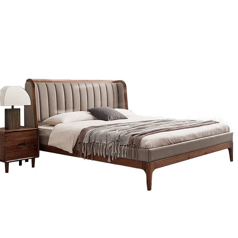 Кровать двуспальная с мягким изголовьем Moon Walnut Bed Орех в Орле | Loft Concept 