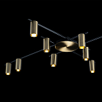 Потолочный светильник с 10-ю цилиндрическими плафонами цвета латунь TRIBES CHANDELIER варинант исполнения - 4 | Loft Concept в Орле