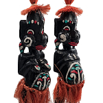 Комплект из 2-х деревянных статуэток Asmat Red Straw Headdress Statuettes варинант исполнения - 3 | Loft Concept в Орле