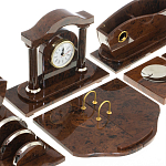 Настольный письменный набор с часами из природного камня обсидиана Competent Leader варинант исполнения - 4 | Loft Concept в Орле