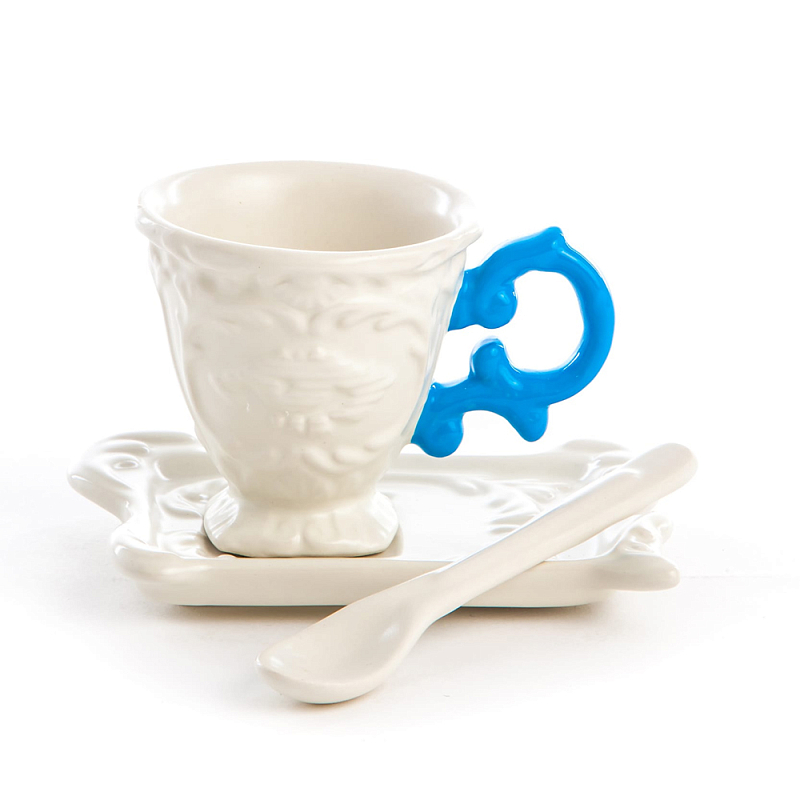 Кофейная пара Seletti I-Coffee Blue Белый Голубой в Орле | Loft Concept 