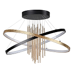 Люстра подвесная с 2-мя пересекающимися круглыми подвесами в черном и золотистом цвете и вертикальными подвесками Ring Horizontal варинант исполнения - 1 | Loft Concept в Орле
