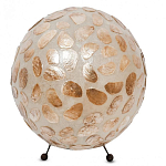 Настольная лампа из перламутра на металлическом каркасе Indonesian Circle варинант исполнения - 1 | Loft Concept в Орле