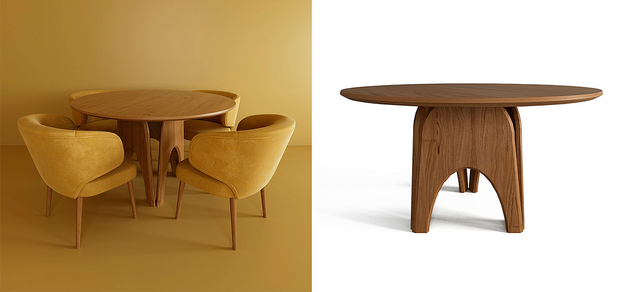 Обеденный круглый стол из дерева Pelican Dinner Table Обеденный круглый стол из дерева Pelican Dinner Table - Loft-Concept в Орле