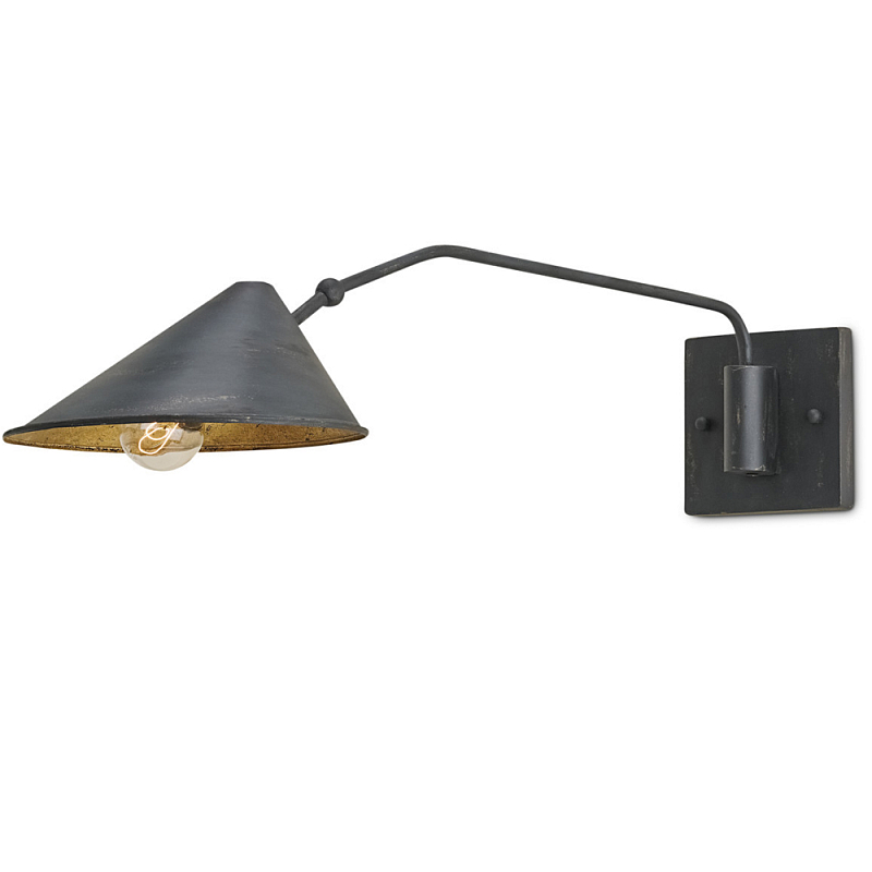 Бра настенное на тонком кронштейне с конусообразным плафоном Vintage Reading Light Черный Белый Золотой Бра настенное на тонком кронштейне с конусообразным плафоном Vintage Reading Light Черный Белый Золотой в Орле | Loft Concept
