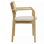 Стул обеденный с мягким сиденьем и спинкой из плетеного ротанга Wood and Textile Chair варинант исполнения - 2 | Loft Concept в Орле