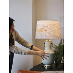 Настольная лампа с принтом на белом тканевом абажуре Roof Garden Lamp варинант исполнения - 5 | Loft Concept в Орле