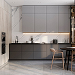 Серый кухонный гарнитур с фасадом под светлый дуб Ferrand Kitchen Set варинант исполнения - 1 | Loft Concept в Орле