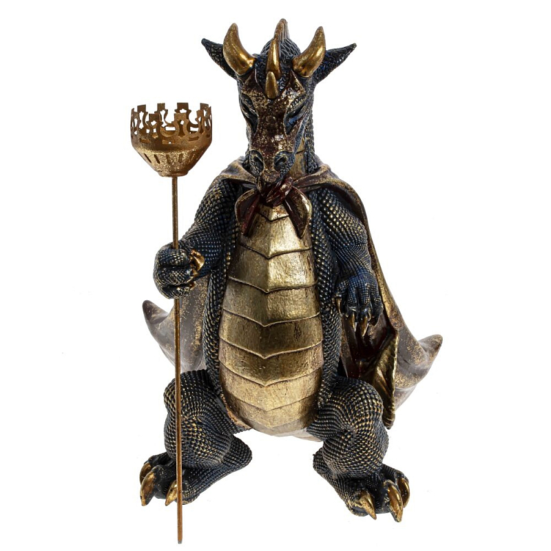 Подсвечник в виде дракона Dragon candlestick Brown Gold Коричневый Золотой Темно-синий в Орле | Loft Concept 