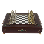 Шахматы в ларце из натуральных камней Долерит Малахит Мрамор Decorative Thematic Chess Русь варинант исполнения - 9 | Loft Concept в Орле