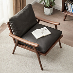 Кресло c каркасом из массива дерева и мягкой кожаной обивкой Walnut Armchair варинант исполнения - 2 | Loft Concept в Орле