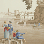 Обои ручная роспись Views of Italy Azure on Sepia варинант исполнения - 2 | Loft Concept в Орле