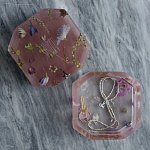 Шкатулка из эпоксидной смолы с цветами розовая Epoxy Resin Square Box Pink варинант исполнения - 2 | Loft Concept в Орле