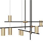 Люстра с 9-ю цилиндрическими плафонами цвета латунь TRIBES CHANDELIER варинант исполнения - 2 | Loft Concept в Орле