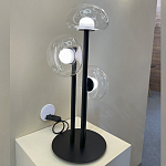 Настольная лампа с тремя прозрачными куполообразными плафонами и черным металлическим основанием Flos Wireline Lighting варинант исполнения - 5 | Loft Concept в Орле