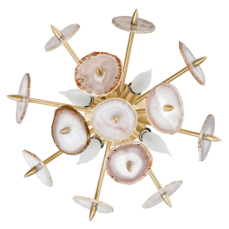Бра Emporium Natural Agate Burst Sconce Brass Латунь Белый Розовый пастельный в Орле | Loft Concept 