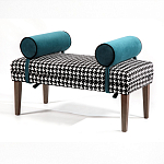 Банкетка Banquette PIED DE POULE с принтом гусиная лапка и синими подлокотниками  варинант исполнения - 2 | Loft Concept в Орле