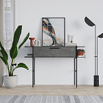 Консоль напольная серая с выдвижным ящиком и 2-мя полками с белой столешницей OTIS CONSOLE RETRO GRAY варинант исполнения - 1 | Loft Concept в Орле