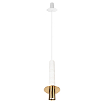 Подвесной светильник с узким цилиндрическим плафоном и золотым металлическим декором Concrete Pipe варинант исполнения - 11 | Loft Concept в Орле