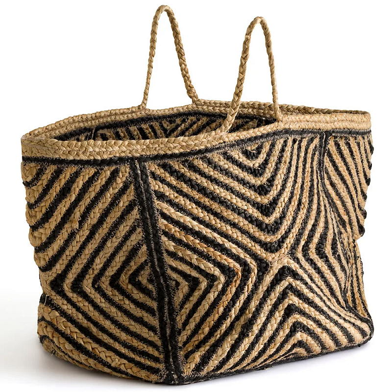 Плетеная мягкая корзина Kito Wicker Basket Бежевый Черный Плетеная мягкая корзина Kito Wicker Basket Бежевый Черный в Орле | Loft Concept