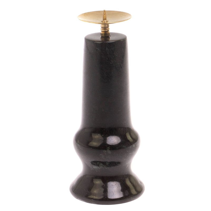 Подсвечник из натурального камня змеевик чёрного цвета Stone Candlestick Черный Золотой Подсвечник из натурального камня змеевик чёрного цвета Stone Candlestick Черный Золотой в Орле | Loft Concept