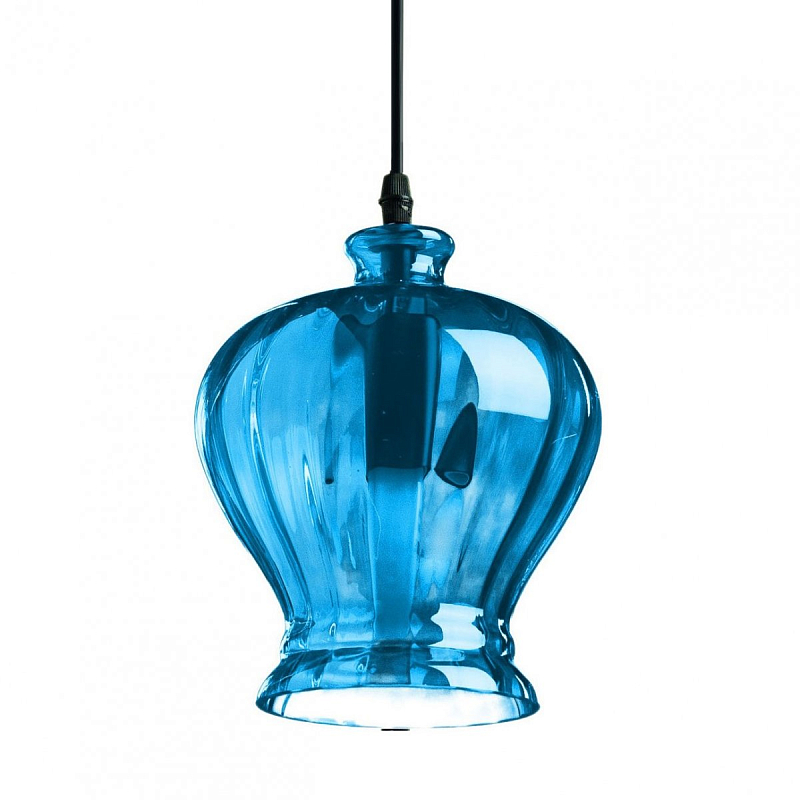 Подвесной светильник Geometry Glass Blue Bell Pendant Голубой Подвесной светильник Geometry Glass Blue Bell Pendant Голубой в Орле | Loft Concept