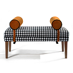 Банкетка Banquette PIED DE POULE Orange с принтом гусиная лапка Оранжевые валики варинант исполнения - 1 | Loft Concept в Орле