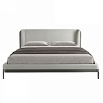 Кровать двуспальная серая с мягким изголовьем из экокожи и ткани Modern Look варинант исполнения - 3 | Loft Concept в Орле