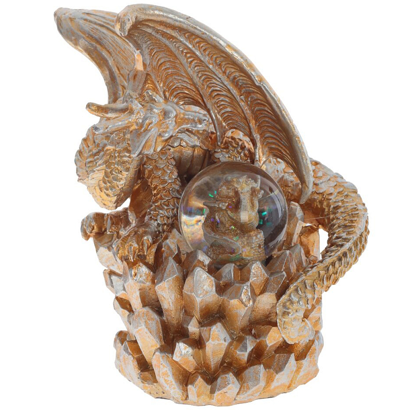 Декоративная статуэтка Дракон со стеклянным шаром Dragon Statuette Copper Медь Прозрачное Стекло в Орле | Loft Concept 