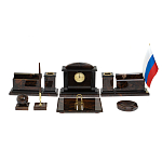 Настольный письменный набор с часами из природного камня обсидиана  Gift for Manager варинант исполнения - 1 | Loft Concept в Орле