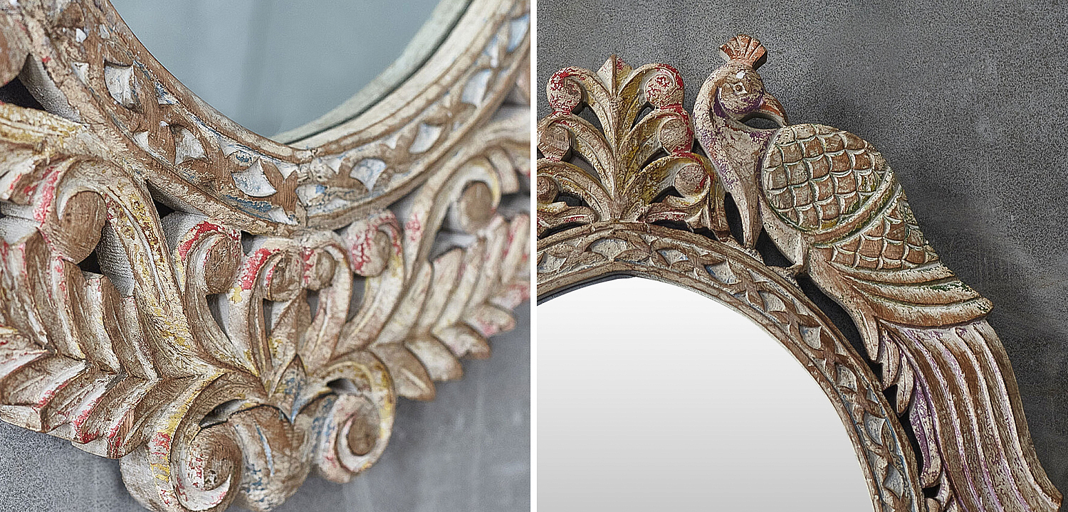 Зеркало в резной раме Viaan Grey Mango Carved Mirror Зеркало в резной раме Viaan Grey Mango Carved Mirror - Loft-Concept в Орле