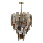 Люстра с многослойными стеклянными панелями янтарного и дымчатого цвета Textured Glass Chandelier варинант исполнения - 3 | Loft Concept в Орле