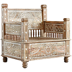 Деревянное кресло из массива манго с резьбой Vela Grey Mango Chair варинант исполнения - 1 | Loft Concept в Орле