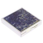 Таблетница карманная квадратная с 4-мя отделениями с зеркалом и накладкой из натурального камня Содалит Silver Stone Pillboxes варинант исполнения - 1 | Loft Concept в Орле