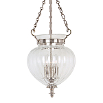 Подвесной светильник цвета никель с прозрачным ребристым стеклянным плафоном в классическом стиле Elstead Lighting варинант исполнения - 1 | Loft Concept в Орле