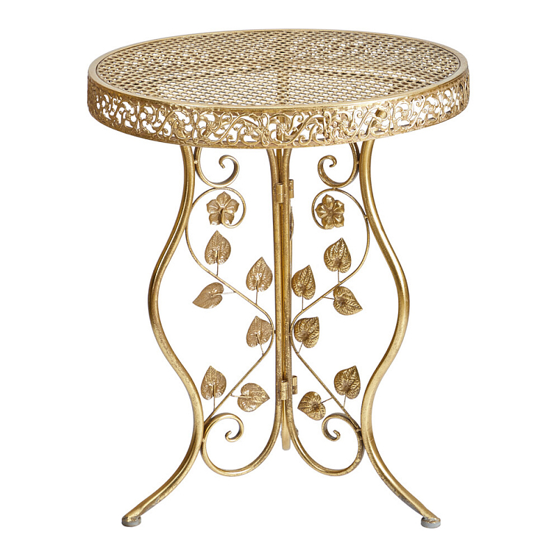 Столик приставной золотистый с орнаментом на столешнице Tanzania Золотой в Орле | Loft Concept 