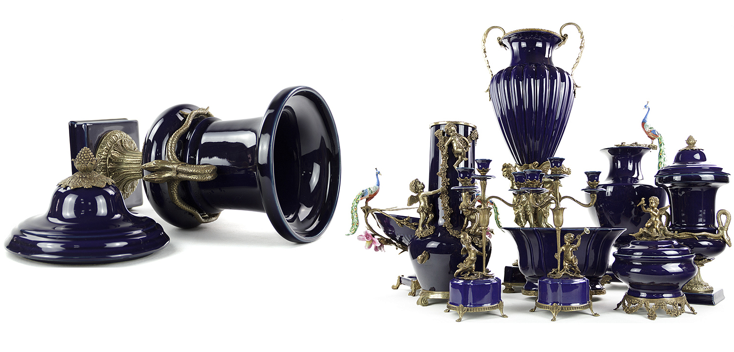 Ваза Selenia Blue Vase Bronze Serpents Ваза Selenia Blue Vase Bronze Serpents - Loft-Concept в Орле