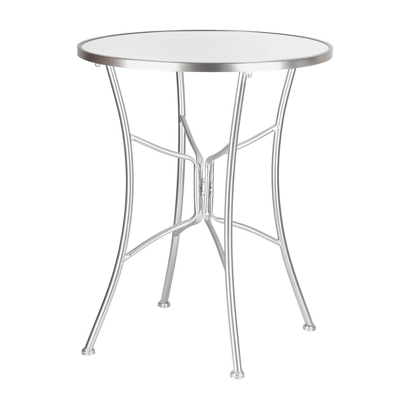 Столик приставной с круглой столешницей на серебристом основании Scenical Table Белый Серебристый в Орле | Loft Concept 