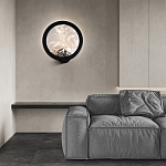 Светодиодное бра круглой формы с металлической рамой черного цвета Marble Glow варинант исполнения - 3 | Loft Concept в Орле