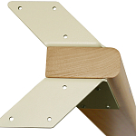 Обеденный стол с прямоугольной бежевой столешницей из стекла на 4-х деревянных ножках Beige Marble варинант исполнения - 5 | Loft Concept в Орле