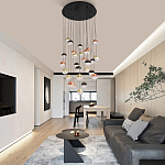 Люстра каскадная с черным круглым основанием 27 подвесов Celestial Waltz варинант исполнения - 5 | Loft Concept в Орле