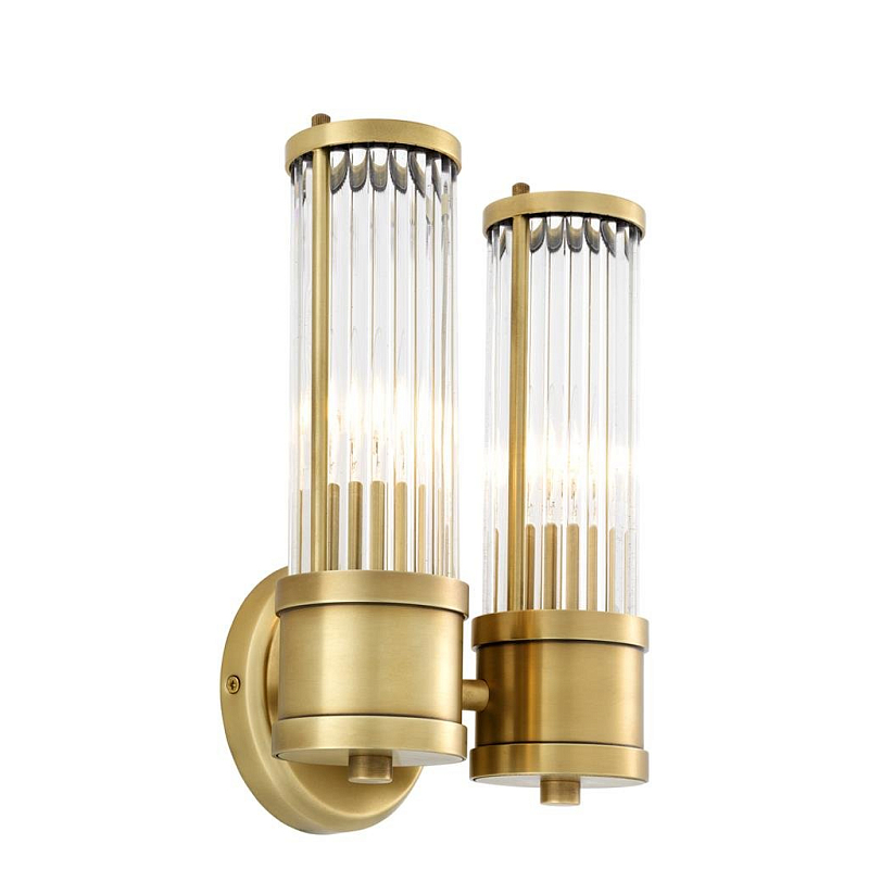 Бра Wall Lamp Claridges Dual Brass Латунь Античная полированная Прозрачное Стекло в Орле | Loft Concept 